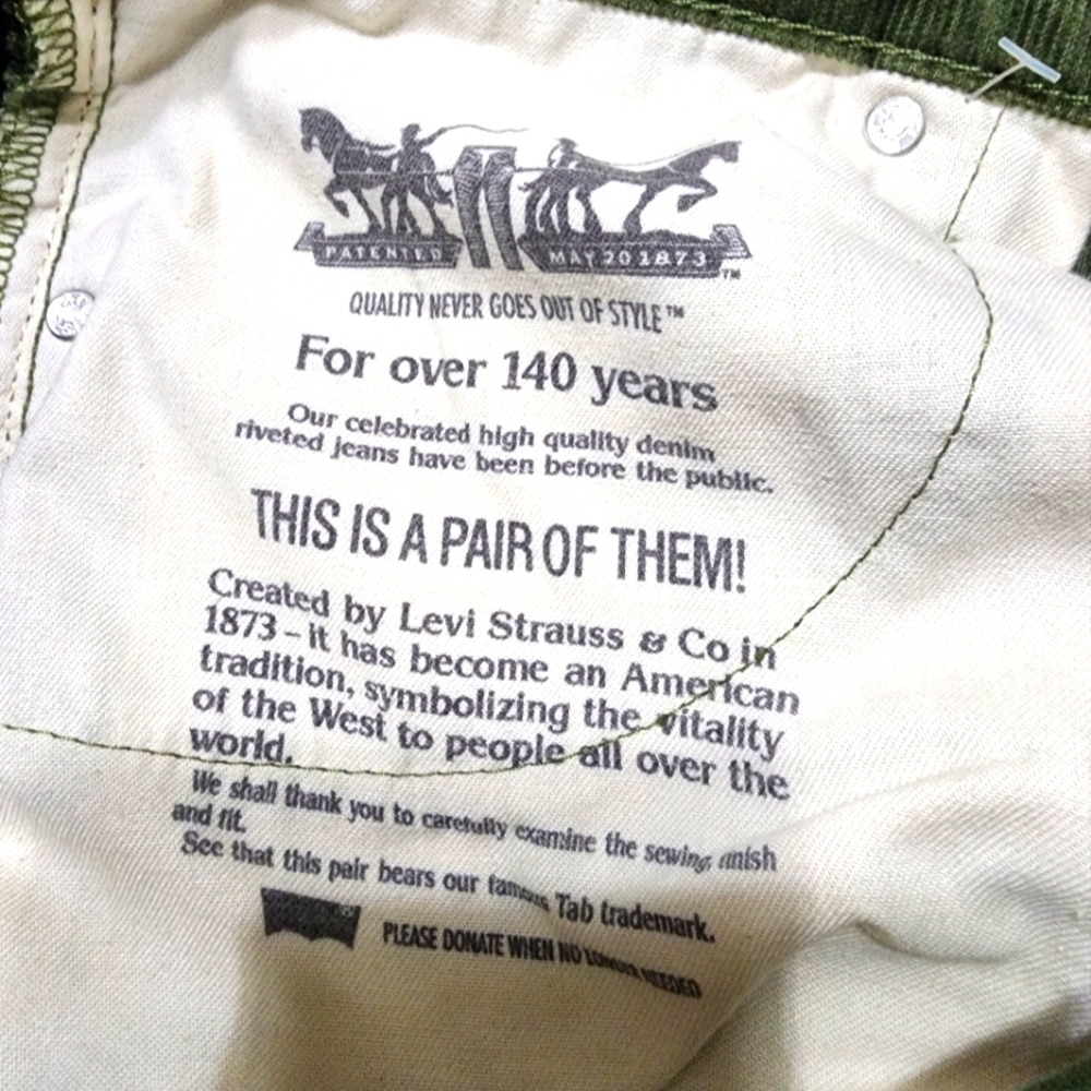 Levi's 514 Dark Green Straight Denim Corduroy pants - Picture 9 of 14